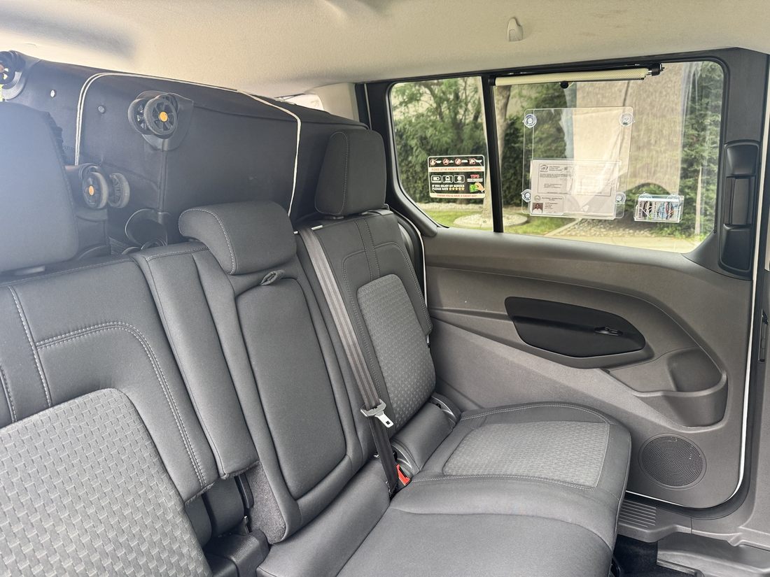 Passenger seating inside the On-Off Transportation van